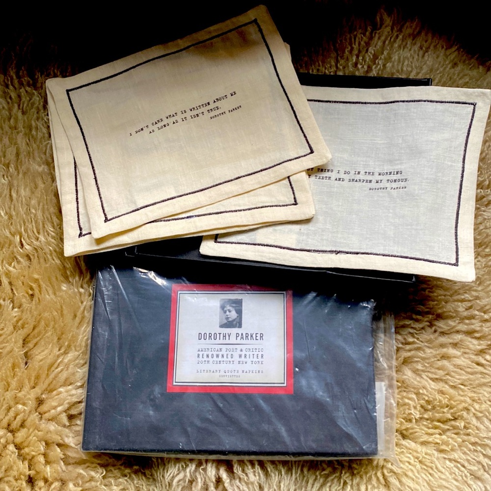 Restoration Hardware Dorothy Parker Literary Quote Napkins
